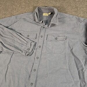 LL Bean Shirt Men's 2XLT Tall Blue Flannel Outdoor Heavy Cotton Shacket Chamois